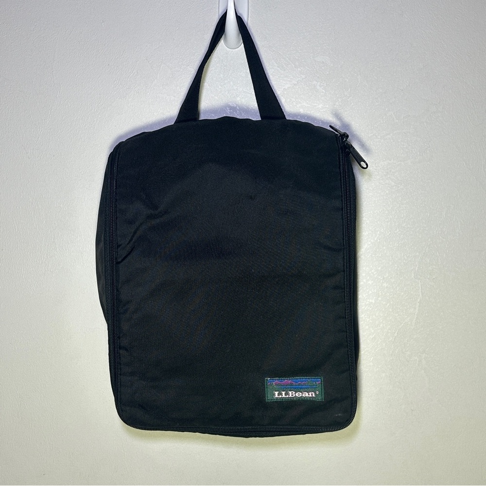 L.L. Bean Vintage Black Toiletry Travel Hanging Organizer Bag Minimalist
